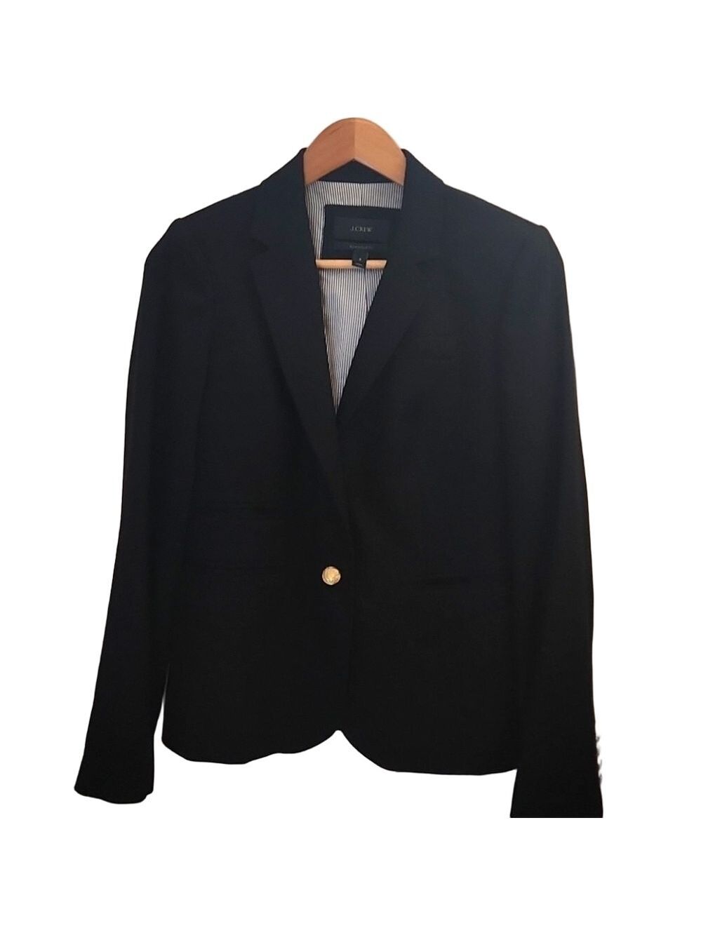 J. CREW classic Schoolboy Blazer Wool blend Sz: 2 black Style#05157 Academia - Picture 3 of 12
